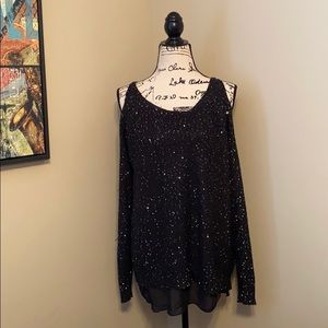 Sexy JessicaSimpson Sparkly open shoulder sweater